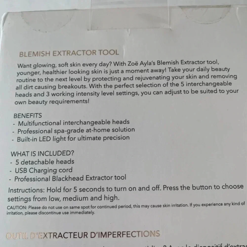 Acne Blemish Blackheads Extractor Tool Zoe Ayla Unclogs Pores LED Light New